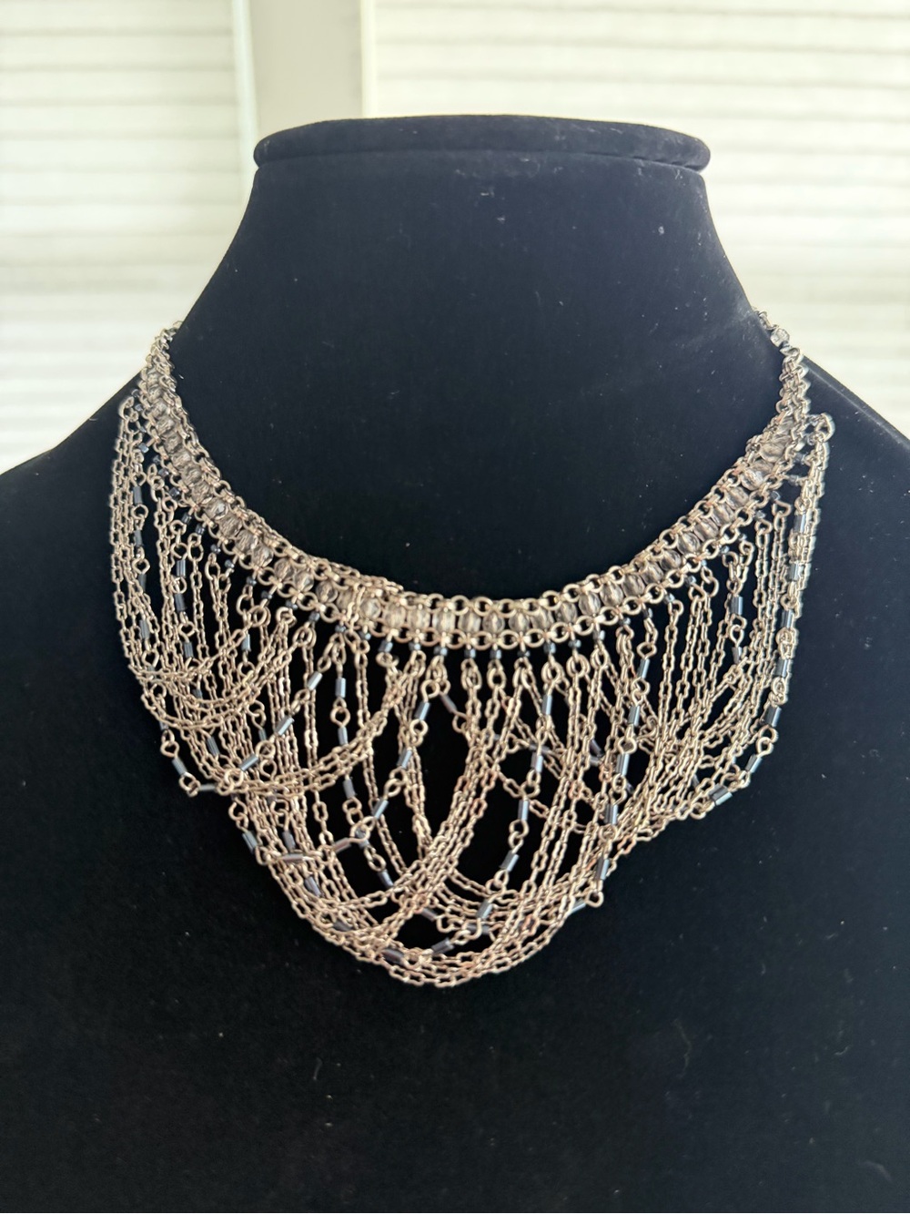 Silver-Tone Multi-Strand Fringe Bib Necklace - Women Jewelry